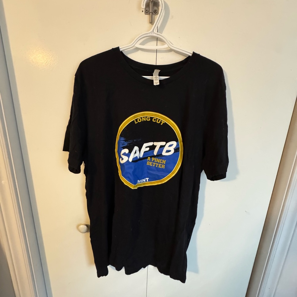 Black Graphic Tee with Blue and Yellow Design
